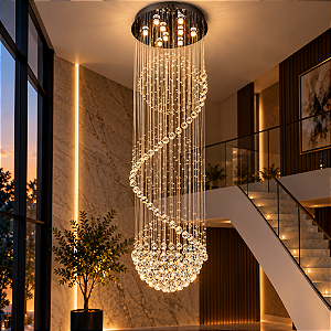 Lustre Pendente Cristal Esferas Luxo