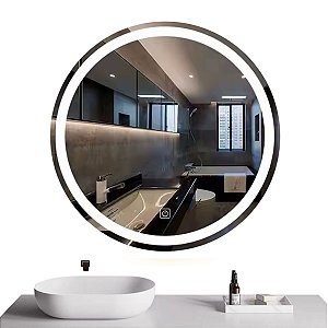 Espelho LED 4mm Banheiro Dual Touch c/ Desembaçador 80x80 cm