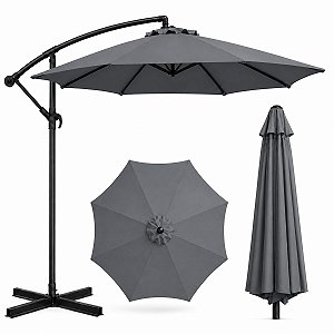 Ombrelone Guarda Sol de Luxo Cinza Haste Lateral 3m
