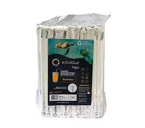 CANUDO BIO DE PAPEL 19,7CM X 6MM C/ 100UN BRANCO - ECHOBLUE