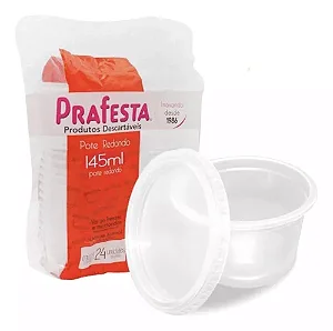 KIT POTE REDONDO 145ML CAIXA C/ 25 PACOTES  -LIVRE DE BPA - PRAFESTA