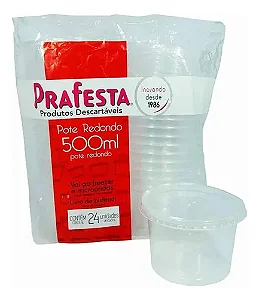KIT POTE REDONDO 500ML 24UN  - CAIXA C/ 12 PACOTES - PRAFESTA
