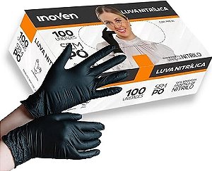 LUVA NITRILICA PRETA TAM G 100UN - INOVEN