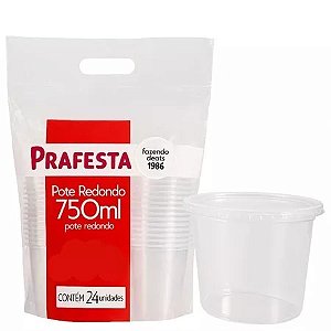 KIT POTE REDONDO 750ML 24UN - PRAFESTA