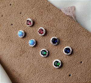 Brinco Zircônia Colorida Prata 925