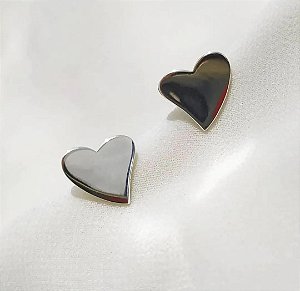 Brinco coração estilizado prata 925