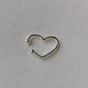 Piercing fake coração 10mm prata 925