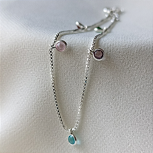 Pulseira zircônias coloridas 16cm prata 925