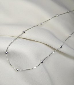 Colar bolinhas 45 cm prata 925
