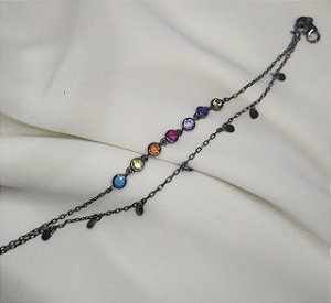 Pulseira fio duplo com zircônias coloridas