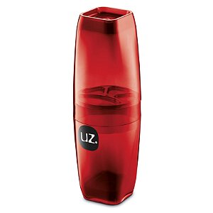 Porta Escova com Tampa Premium Vermelho Translúcido de Plástico UZ