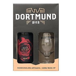 Kit Cerveja Dortmund 600ml Com Copo Red Rose