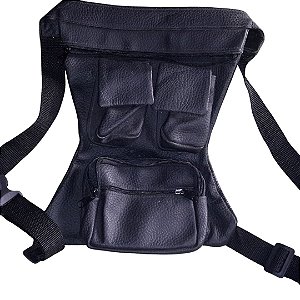 Pochete de perna de couro para motociclistas, camping e pescaria.