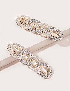 Kit com 2 Hair clips strass/pérola