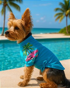 VIDA PRAIANA AZUL - Roupa UV50+ (roupa pet com proteção solar)