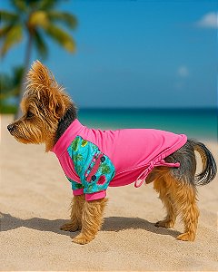 VIDA PRAIANA ROSA - Roupa UV50+ (roupa pet com proteção solar)