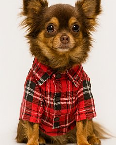 XADREZ VERMELHA 01 - Camisa de Cachorro