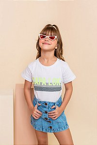 T-SHIRT MENINA BRANCA CAPALOKA VERDE NEON