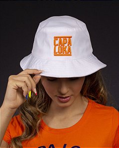 Bucket branco capa loka laranja neon