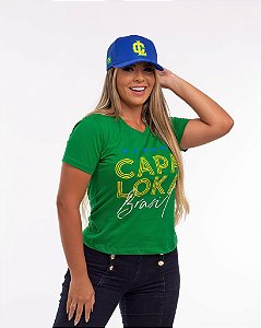 T-Shirt feminina verde capa loka Brasil