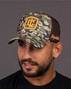 Boné camuflado cl quadrado laranja