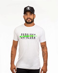 Camiseta branca capa loka edição limitada verde neon