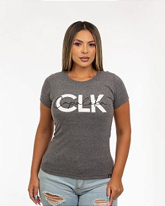 Camiseta baby look mescla claro clk branco capa loka