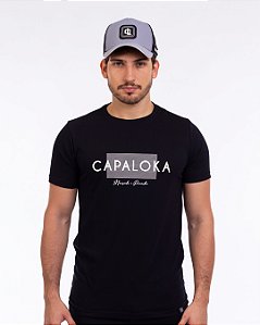 Camiseta preta capa loka listras mansinho e prancha