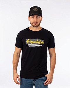 Camiseta preta capa loka amarelo