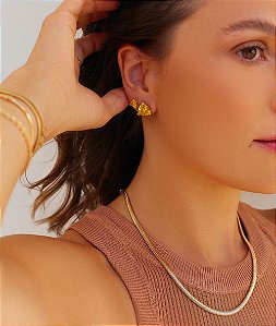 Brinco citrino prata 925 com ouro 18K - escolha o tamanho