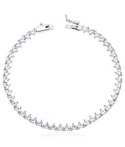 Pulseira riviera corações pequenos prata com ródio