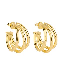 Argola tripla G ouro 18K