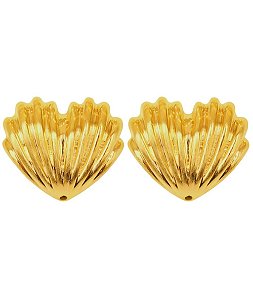 Brinco coração vintage ouro 18K