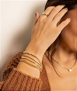Pulseira Naomi cristal em prata e ouro 18K