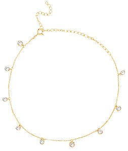 Choker dots prata com ouro 18k