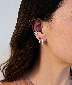 Piercing cravejado em prata e ródio
