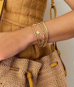Pulseira soda cap prata e ouro 18K