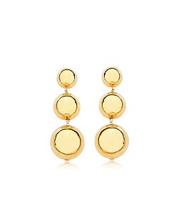 Brinco 3 esferas em ouro 18k