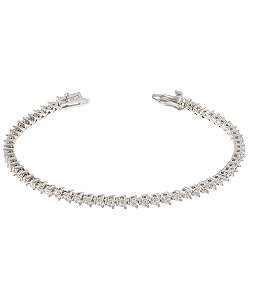 Pulseira riviera cristal de 3 garras em prata e ródio