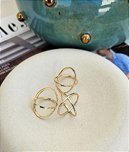 Anel X em prata com banho de ouro 18K