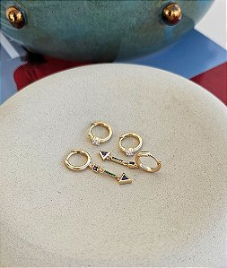 Argola Trinity prata e ouro 18K