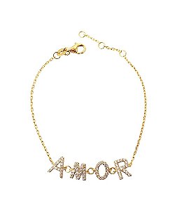 Pulseira amor prata 925 com ouro 18k