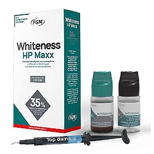 Clareador 35% Whiteness HP Maxx Hidrogenio Kit +Top Dam FGM