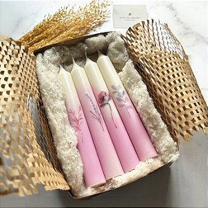 Kit presente | Velas Castiçais | Flores Estampadas