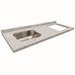 Pia granito Arabesco Cuba funda/sobreposta/acabamento duplo C/parte seca e corte cooktop 4/5 bocas 1.80MT 089400