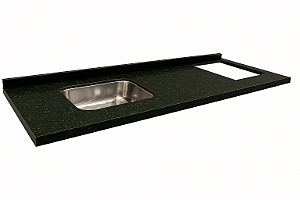Pia granito Verde ubatuba Cuba funda/sobreposta/acabamento duplo C/parte seca e corte cooktop 4/5 bocas 2.00MT 059500