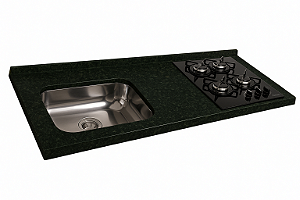 Pia granito Verde ubatuba Cuba funda/sobreposta/acabamento duplo C/parte seca e corte cooktop 2/4 bocas 1.20MT 059200