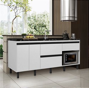 Gabinete Queen Madeira C/ Entrada Para forno 58x40cm Branco 1.94MT