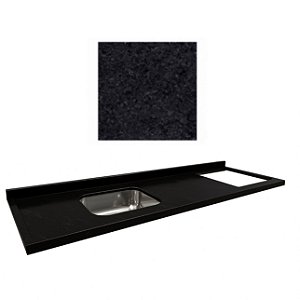 Pia granito Preto Aracruz Cuba funda/sobreposta/acabamento duplo C/parte seca e corte cooktop 4/5 bocas 1.80MT