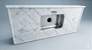 Pia Marmore Branco Cuba rasa/Acabamento simples 1.20MT